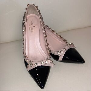 Kate Spade Black and Pink Studded Kitten Heels